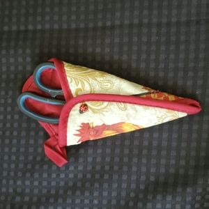 Rooster, scissors, holder, kitchen, ladybug, gift, handmade, red